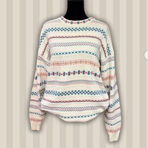 Vintage Isle of Cotton patterned knit sweater